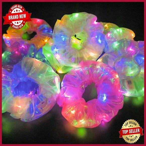 64-Piece LED Scrunchies Set with Elastic Bands Glow Party Hair Ties main image 8